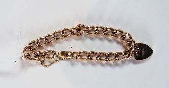 9ct gold curb pattern bracelet with padlock clap, 32.9 grams approximately