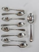 A set of eight Victorian 'Old English' pattern silver coffee spoons, Sheffield 1894 together with