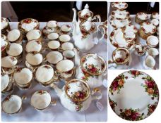 Royal Albert part tea/coffee service, "Old Country Roses", including:- two coffee pots, three