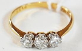 Three-stone diamond ring