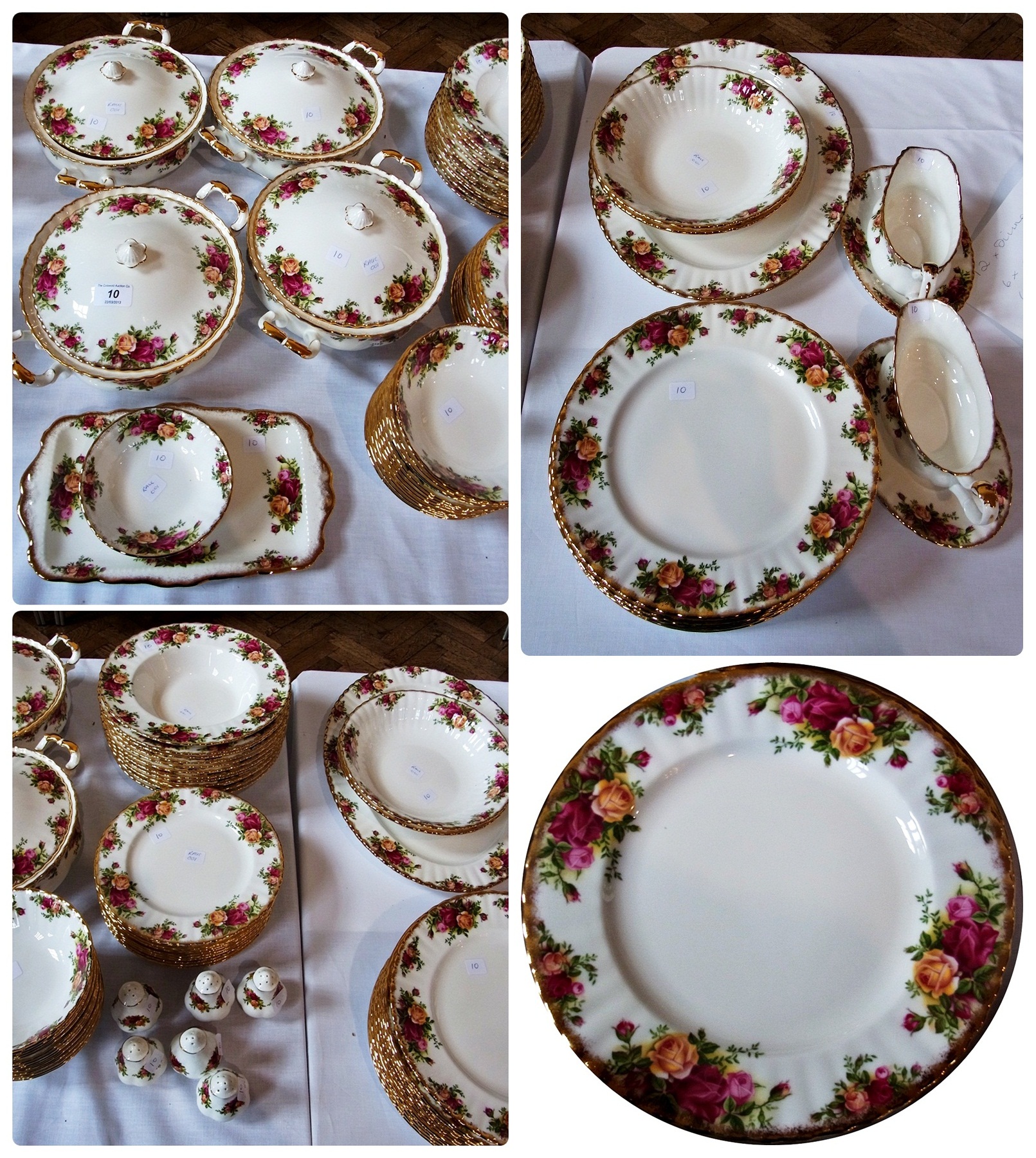 Royal Albert part dinner service, "Old Country Roses", comprising:- four lidded tureens, two gravy