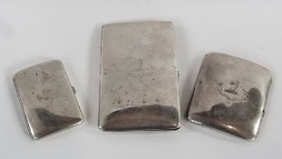 Edwardian silver cigarette case, spring-loaded, Chester 1907, together with another, London 1904,