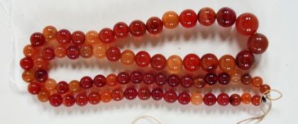 Amber agate bead necklace