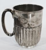 Edward VII silver christening mug, with fluted body, on a raised circular foot, Sheffield 1908,