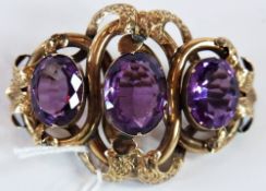 Pinchbeck brooch, with purple stones