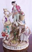 Nineteenth century Meissen group "The Gardeners" after Acier and Schonheit, the group raised on a