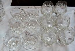 Six cut glass brandy balloons, six cut glass grapefruit dishes (12)