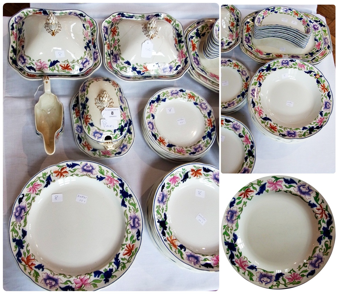 Copeland Spode part dinner service, including:- two lidded vegetable dishes, sauce tureen with