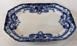 Burgess & Lee meat dish, Art Nouveau designs, in various shades of blue, 40cm wide