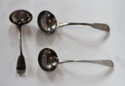 Georgian silver 'Old English' pattern sauce ladle, another fiddle pattern, London, and a silver