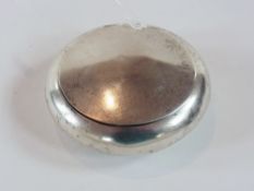 Victorian silver powder compact, circular, cushion shape with hinged lid, stamped internally "