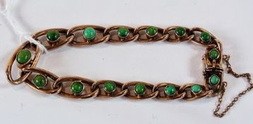 9ct gold and green hardstone bracelet
