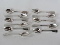 A set of eleven Victorian silver 'fiddle' pattern teaspoons, Dublin 1853, 9ozs apparoximately