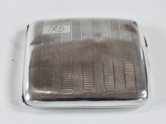 George V silver cigarette case, with engine-turned decoration, Birmingham 1926, weight 3oz approx.