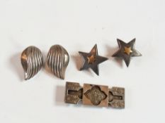 Two pairs silver-coloured metal earrings, possibly by Folli Follie and late Victorian/Edwardian