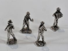 Set of four silver tramp musician band, London 1976, 5oz approx., height 5cm