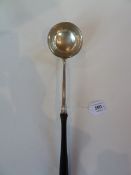 Continental white metal punch ladle with turned ebony handle