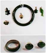 Jade bangle, jade ring, jade pendants and other items