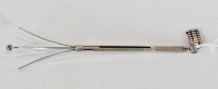 A silver cocktail swizzle stick, with engine-turned stem, Birmingham 1961