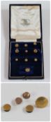 Box of fifteen variously 9ct and 18ct gold studs, the case marked "Goldsmiths & Silversmiths Company