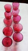 Quantity cranberry coloured wines with clear bases (10)