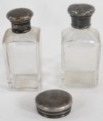 Victorian silver-top four glass jar, 1883, together with two silver plate-topped glass jars (3)