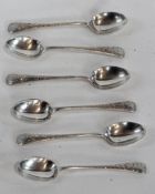 A set of six Edwardian silver coffee spoons, with bright cut floral engraving, Sheffield 1905,