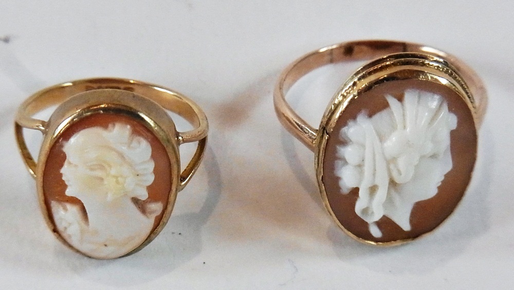 Two 9ct gold cameo rings