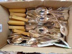 A quantity EPNS flatware marked "D & A Electro, Nevada", comprising:- spoons, forks, bone handled