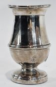 A silver vase, with flared rim, raised on a circular foot, marks rubbed, Birmingham 1950's/60's, 9cm