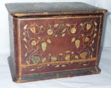 A 19th century French tooled leather stationery cabinet, the rising top impressed "Papeterie",