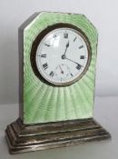 A silver and bassetaille enamelled timepiece, 10 x 8cm, Chester 1913