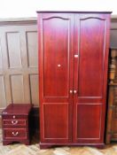 Stag mahogany effect wardrobe, the interior with single shelf and hanging rail enclosed by pair