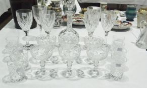 Cut glass decanters, six wines, six champagnes and eight whisky glasses (21)