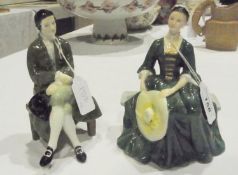 Pair Royal Doulton figures, "The Gentleman from Williamsburg" and "The Lady from Williamsburg,