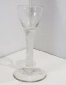 George III stemmed wine glass with ogee bowl, double series opaque  twist stem, having white