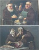 Oil on canvas 
Maresca (?)
Two monks seated, drinking with flagon on barrel in foreground and