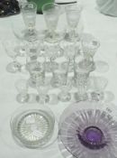 Small collection cut glass wine glasses, tumblers, and other items (22)