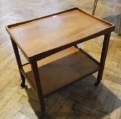 Mid-twentieth century stained wood trolley, with removable tray top and undershelf below