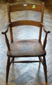 Two oak dining chairs with rail backs (2)