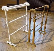 Victorian painted towel airer, with arched and turned ends and another stained wood airer