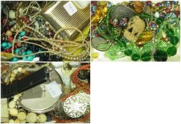 Two boxes costume jewellery including:- beads and other items