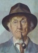 Oil on canvas
Valarie Chilton
Head and shoulders portrait of a whiskery old man with pipe, signed