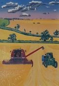 Limited edition colourprint 
C. Akroyd (92) 
"Harvesting", 7/9, signed and dated, 45 x 61 cm