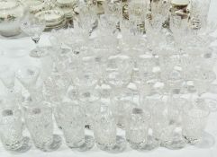 Large quantity cut glass wines, liqueurs and tumblers, viz:- five stemmed white wines, six