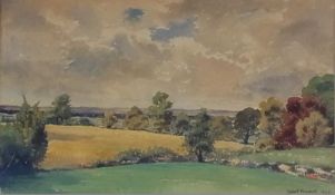 Watercolour 
Juliet Parrett (?) (1946) 
"From the Grange, Alderley", signed and dated, 50 x 33 cm