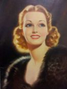 Oil on canvas
...Wells
Head and shoulders portrait of Ginger Rogers, in old Irish giltwood and