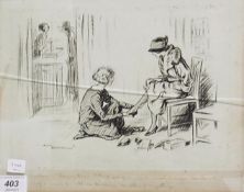 Pen and ink cartoon
Lewis Baumer (1870-1963)
Cartoon customer - "Do you know I think one of my