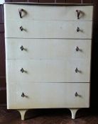 A 20th century painted grain effect chest, of five long graduated drawers, on tapering feet, circa