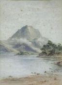 Watercolour 
Finlay MacKinnon (1870-1931)
Highland loch scene within a mountainous landscape,